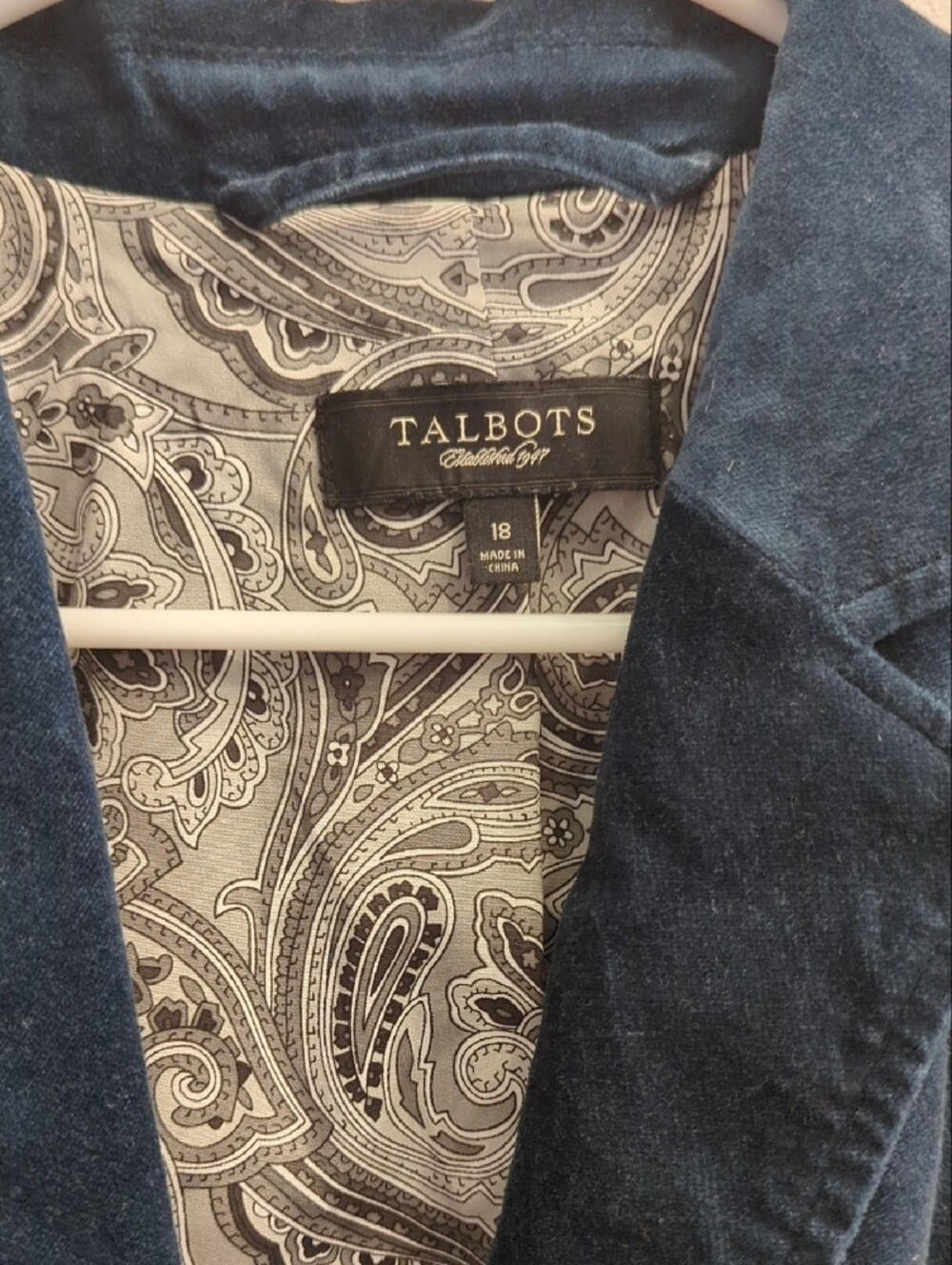 Talbots Dark Teal Velvet Single-Button Blazer, Size 18 - Picture 2 of 6